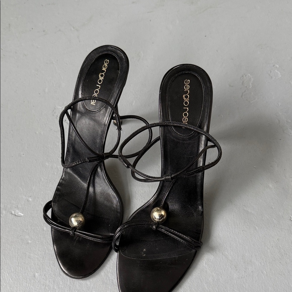 Sergio Rossi Black Heels with Gold Accents